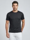 Redbros Black Geometric Cube Pattern Crew Neck T-Shirt for Men - Front View