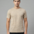 Redbros Beige Geometric Cube Pattern Crew Neck T-Shirt for Men - Front Pose