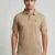 Camel Beige Designer Polo T-Shirt for Men Featuring Geometric Pattern - Front Pose