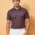 Deep Maroon Designer Polo T-Shirt for Men Featuring Geometric Pattern - Front Pose