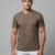 Redbros Hazelnut Brown Vertical Geometric Stripe Crew Neck T-Shirt for Men - Front Pose