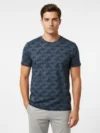 Redbros Navy Blue Abstract Pattern Crew Neck T-Shirt for Men - Front Pose