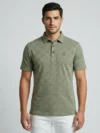 Redbros Sage Green Geometric Pattern Polo T-Shirt for Men - Front Pose