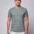 Redbros Sage Green Vertical Geometric Stripe Crew Neck T-Shirt for Men - Front Pose