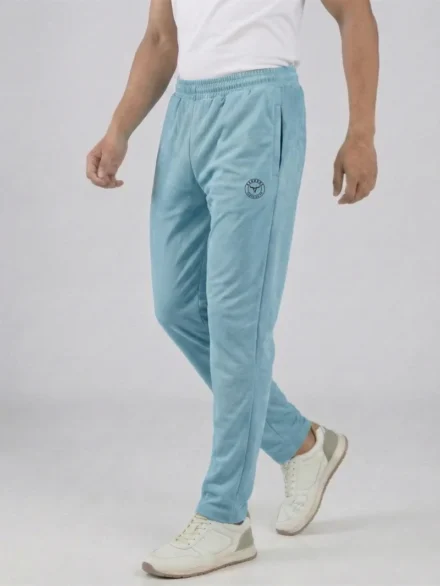 High-Fidelity Detail of Sea Green Casual Trackpants Showing Premium Imported Fabric and Redbros Logo