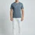 Redbros Slate Blue Vertical Geometric Stripe Crew Neck T-Shirt for Men - Full Pose