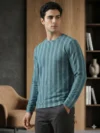 Redbros Dark Sea Green Designer Sweatshirt for Men Featuring Chevron Pattern - Front Pose