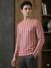 Redbros Dusty Pink Designer Sweatshirt for Men Featuring Chevron Pattern - Front Pose