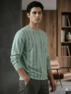 Redbros Sea Green Designer Sweatshirt for Men Featuring Chevron Pattern - Front Pose